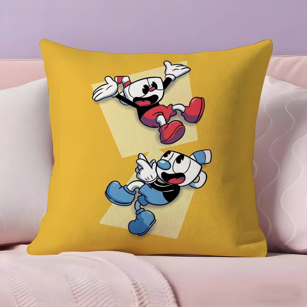 Классическая Милая Наволочка для Подушки C-Cuphead Ультра Мягкая Кожевенная Ткань Облачное Комфортное Ощущение и Скрытая Молния