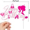 Hot Pink Princess Happy Birthday Cake Topper Pink Birthday Party Decoration for Girls Women Birthday Bridal Shower Bachelorette