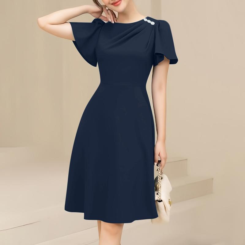 ZANZEA Женское повседневное свободное летнее платье с круглым вырезом и коротким рукавом