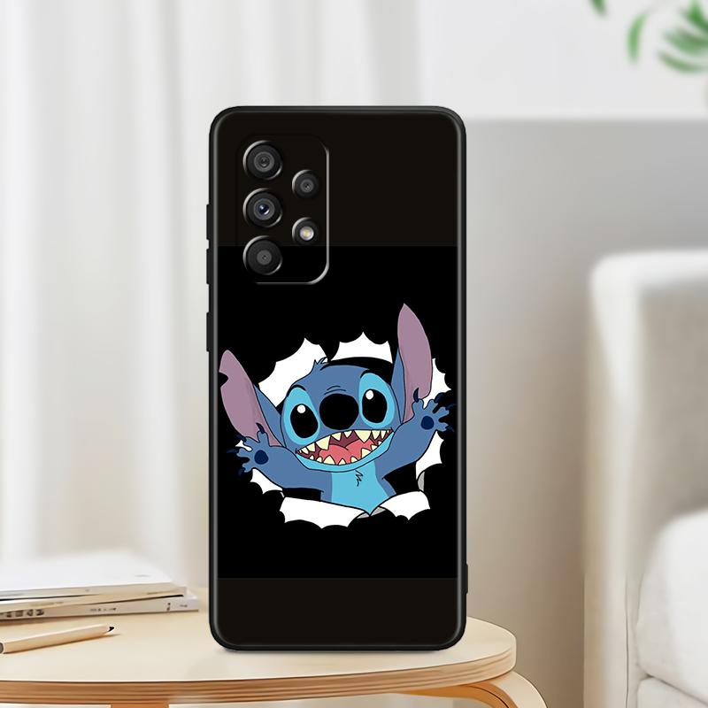 Stitch Cartoon Cute For Samsung A53 A52 A33 A32 A51 A71 A21S A13 A73 A50 A22 A23 A03 A72 A54 A12 5G Black Funda Phone Case