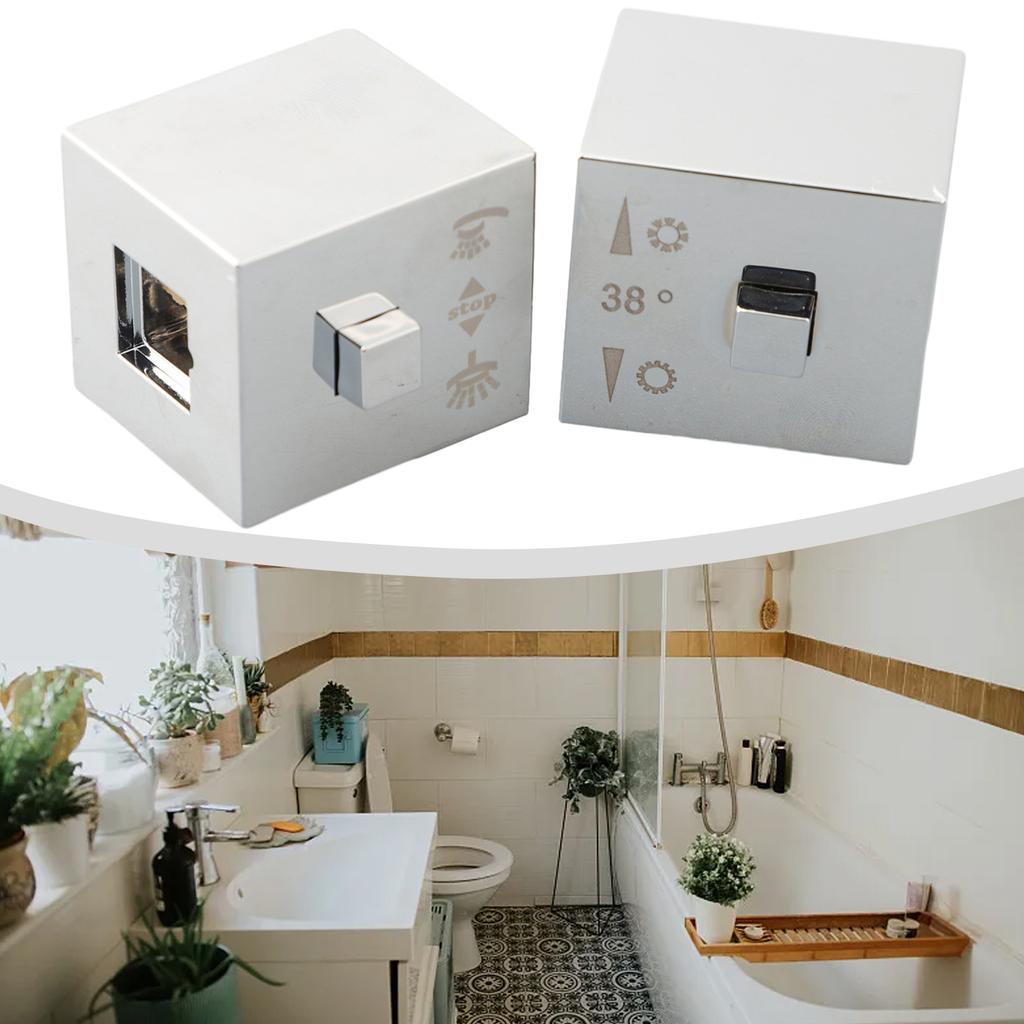 Replacement Square Thermostatic Shower Handle Knob Set for SMA Mixer Chrome Finish with Stop Ring and Grub Screw