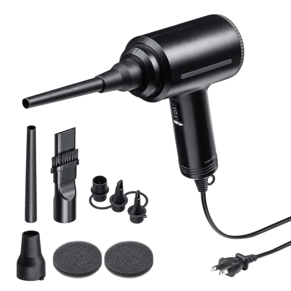 Sanwa Direct Electric Air Duster, AC Powered, Powerful, Includes 3 Nozzles, 3m Cable, for PC Cleaning (200-CD079)