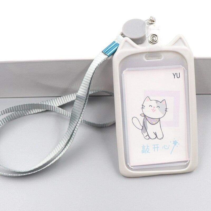 Card Holder with Retractable Reel Lanyard Cute Cartoon Bank Identity Badge Bus ID Card Holder Case Credit Card Cover Kids Gift