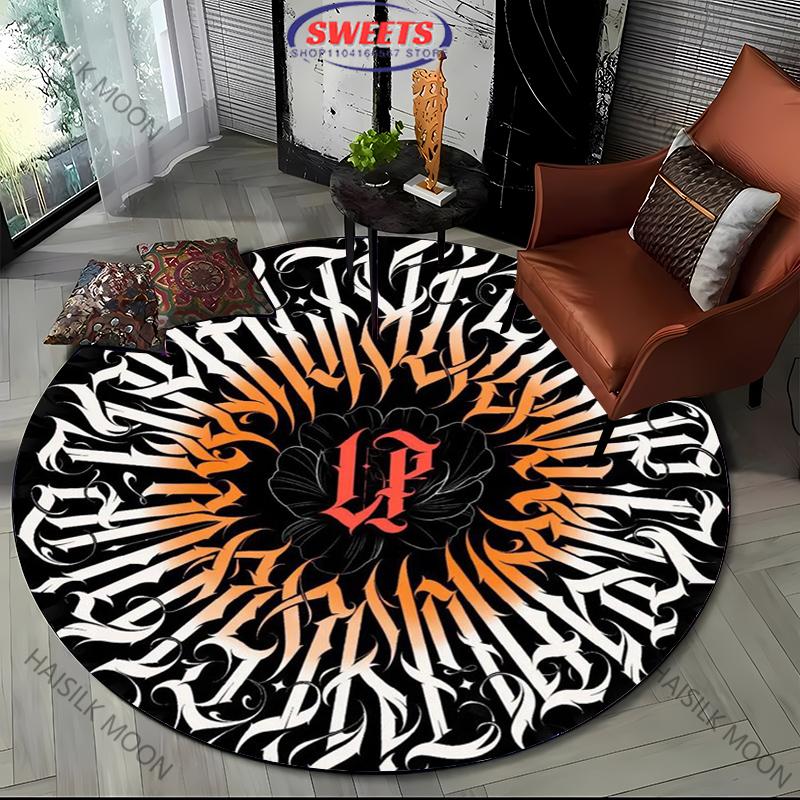 1 шт. Ковер круглый с принтом слов в загадочном художественном стиле для гостиной, спальни, под диван, всесезонный коврик, современный декоративный коврик, топ-10 подарков к празднику