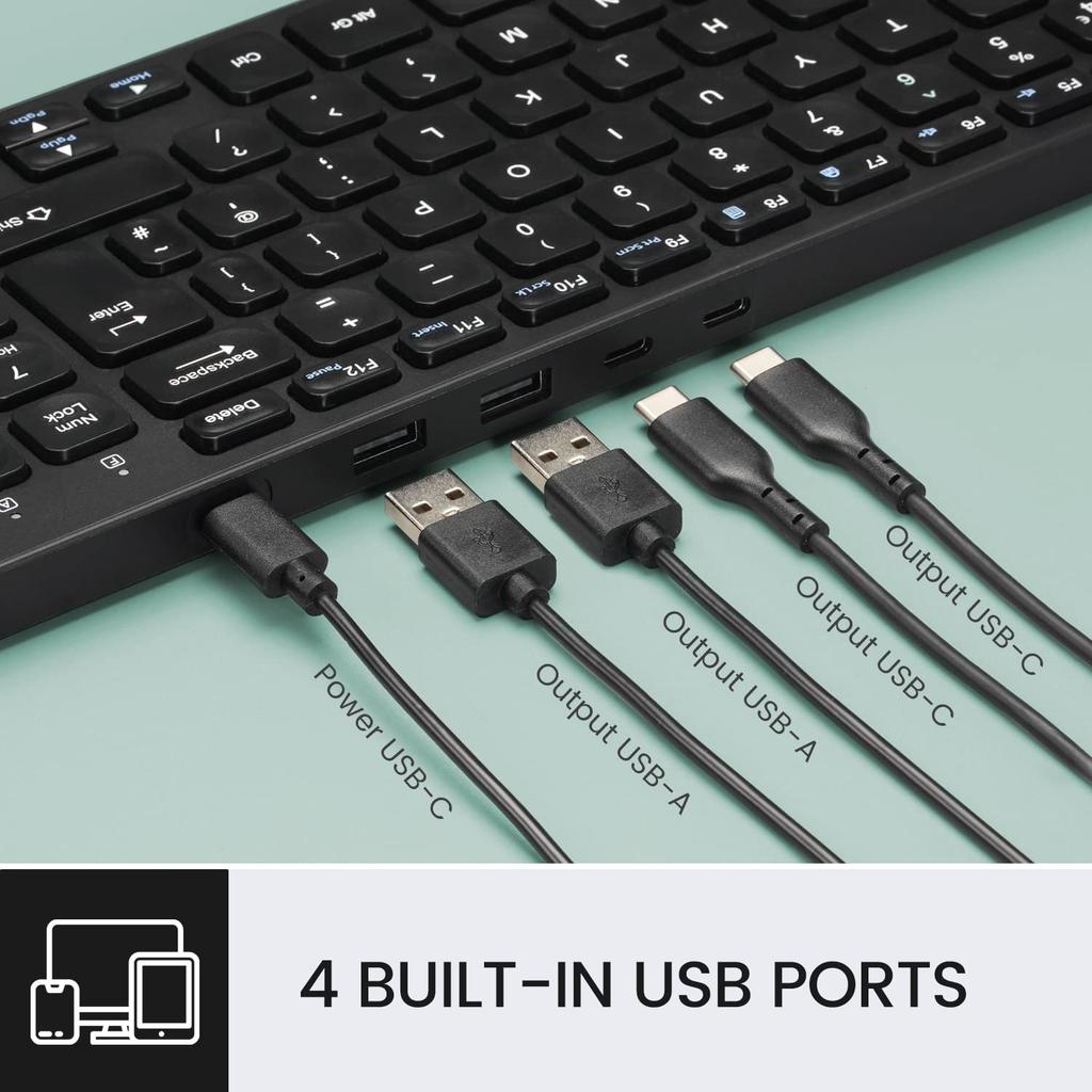 Perixx Keyboard Wired Pantograph Key Slim Design Type C Hub x 2 Included Guaranteed English Layout Black PERIBOARD-215BUS USB-A & [Genuine Product]