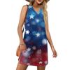 Women's V-neck Summer Casual Beach Vacation Women's Sleeveless Independence Day Print Sundress