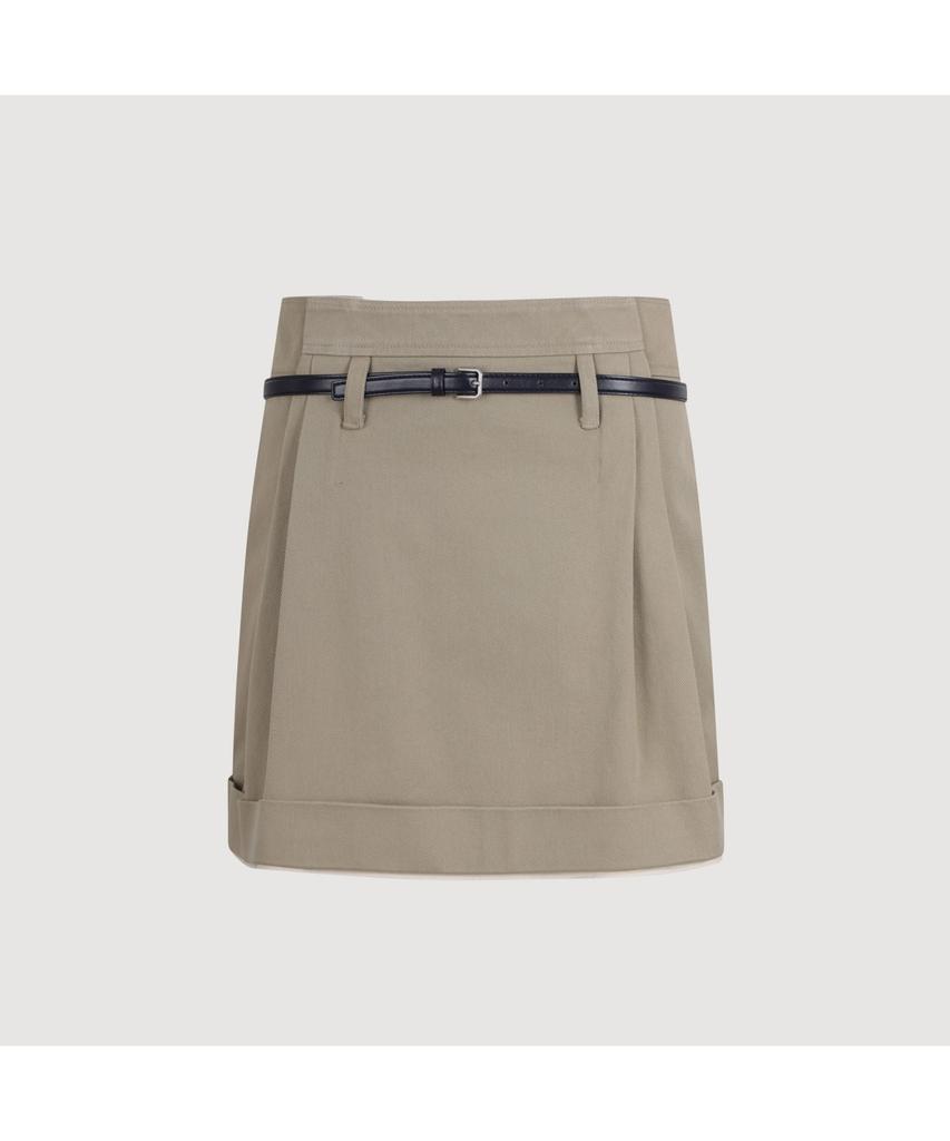 LUCKY CHOUETTE Coloring Point Mini Skirt (Optional Belt) (Beige)_Lfkas25220Bex