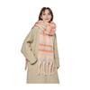 Winter Scarf Cashmere Feel Plush Scarf with Tassel Decoration Thickened Warm Plaid Pattern Winter