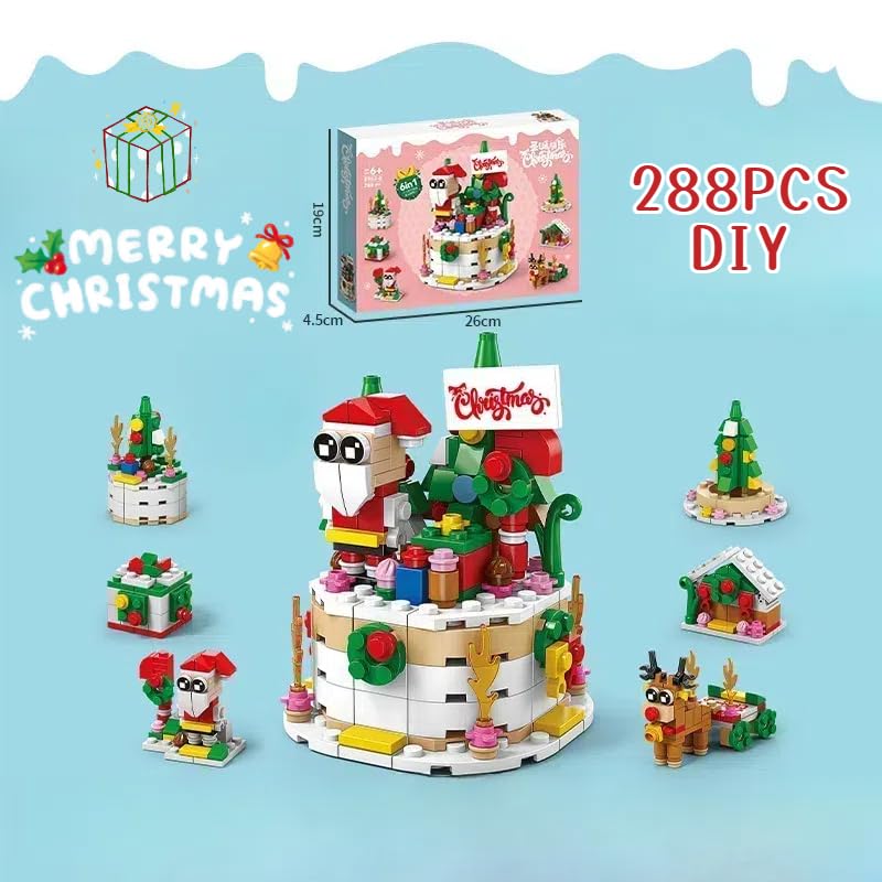 [2024 НОВЫЙ Рождественский Подарок] 288 деталей сборочный блок DIY рождественский тематический торт Санта-Клаус олень рождественская елка 6 в 1 комплект украшения модель игрушки мальчик