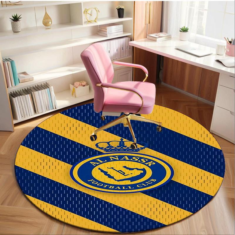 1PC round rug Nassr Football Club Crest Printed Round Area Rug ,Rug For Home Office, Round Chair Rug, Decorative Carpet Fan gifts Christmas gift