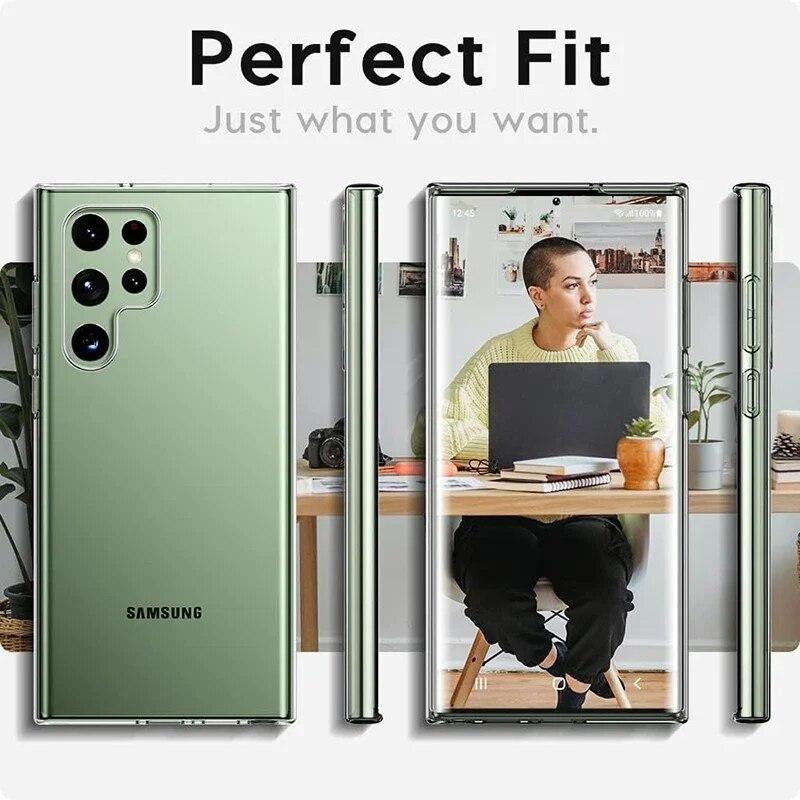 Ультратонкий тонкий прозрачный силиконовый чехол с кристаллами для Samsung Galaxy S24 Ultra S22 S21 S23 FE Мягкий однотонный прозрачный противоударный чехол