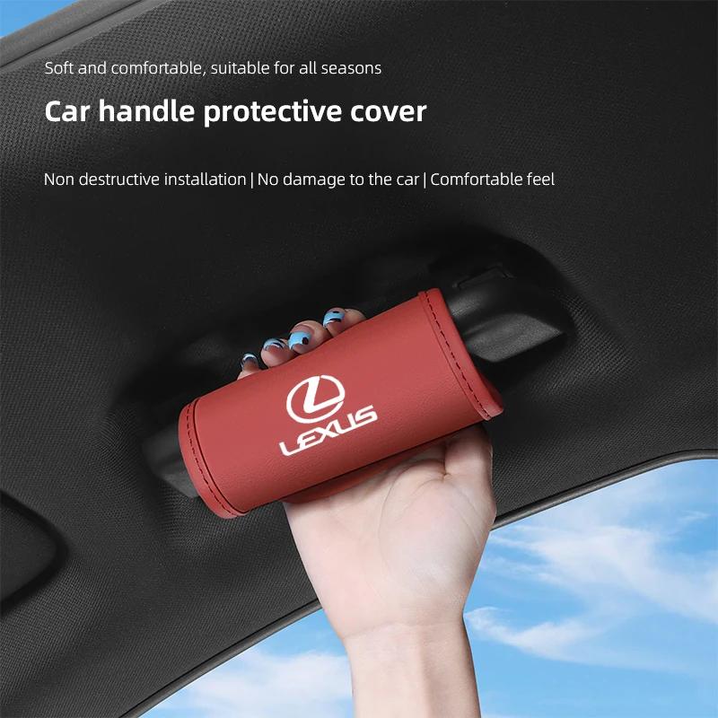THQP1 2Pc Car Anti Slip Pull Glove Car Interior Leather Handle Protector Cover For Lexus GS300 LS RX300 IS250 RX IS350 IS200 UX250h UX