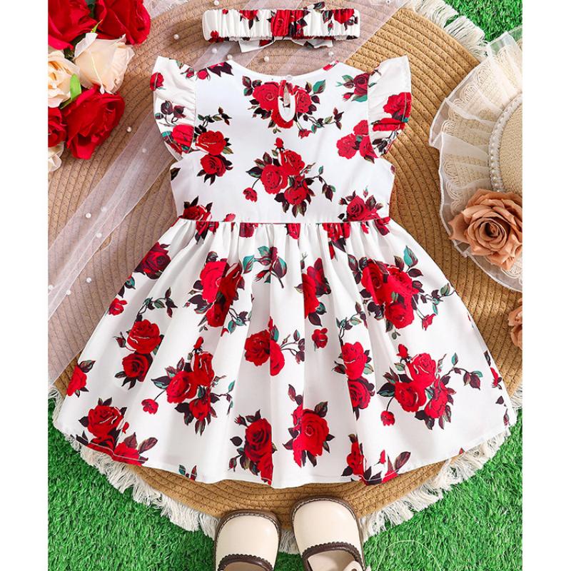 Girls Sweet Dress Summer Children Short Sleeve Princess Dress