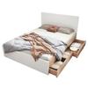 Lit double - Exklusives Design - 180 x 200 cm - Bois massif - 2 tiroirs - Blanc