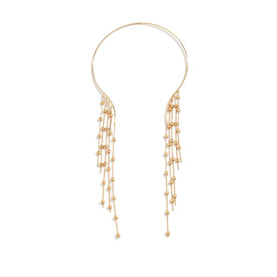 Длинный металлический открытый чокер с кисточками, звездой, искусственным жемчугом, бусины, воротник-кисточка, ожерелье на ключицу, украшения для груди и тела для женщин