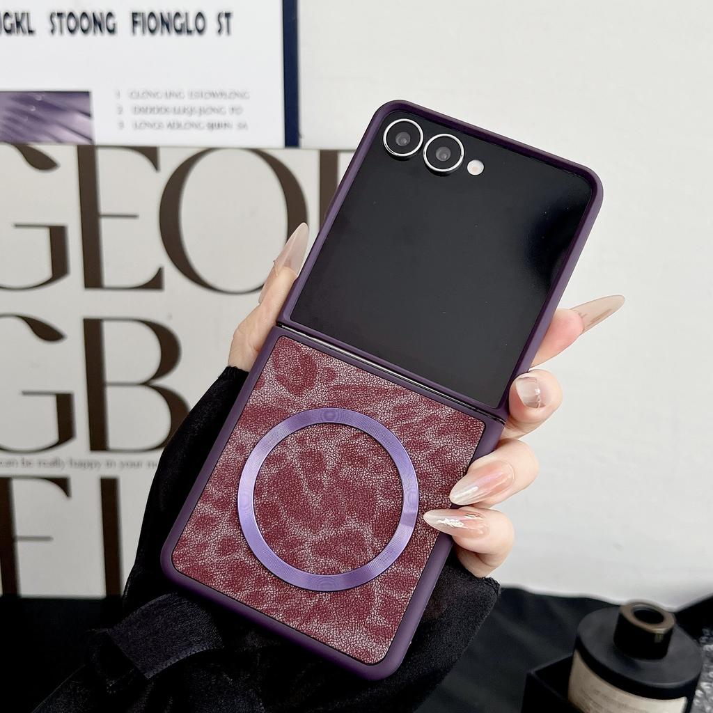 Чехол для Samsung Galaxy Z Flip3 Flip4 Flip5 Flip6 Flip7 с задней кожей и противоударным бампером для телефона MagSafe