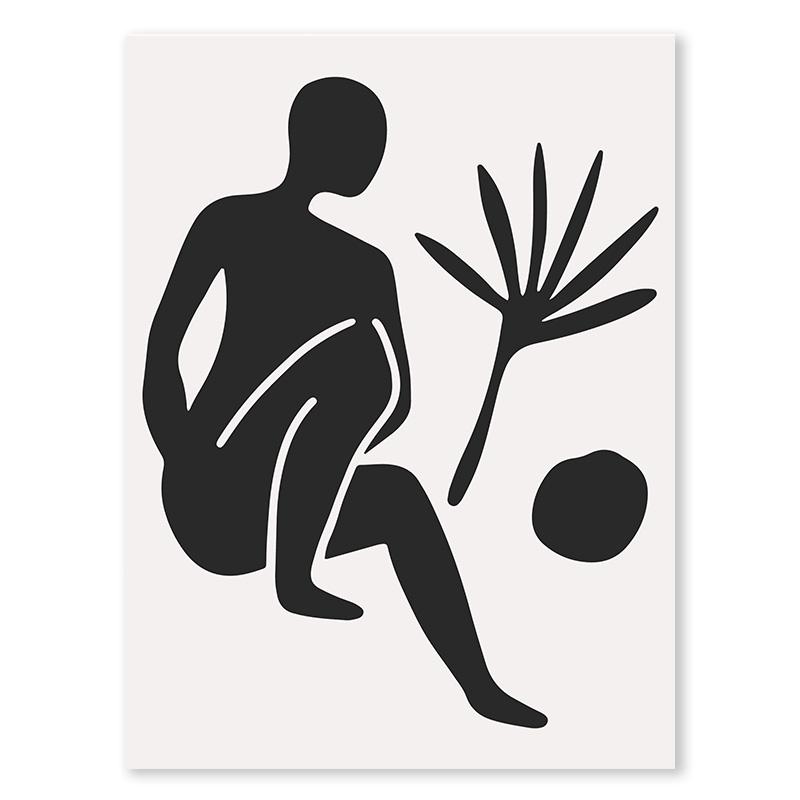 Черно-белый цветок, цветок, настенное искусство, художественная линия, минималистский цветной блок, холст, картина, настенное искусство, украшение для гостиной, спальни