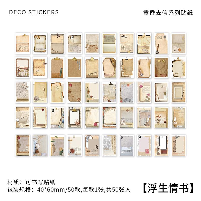 50Pcs Aesthetic Vintage Collage Stickers Book Retro Decorative Paper Stickers For DIY Scrapbooking Journal