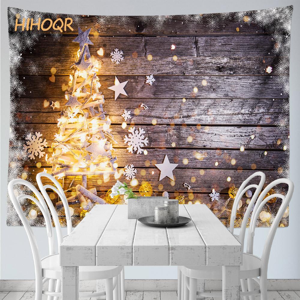 Рождественский гобелен настенный Санта-Клаус Рождественская снежная сцена гобелен на окно Эстетический декор комнаты украшение для дома и праздника