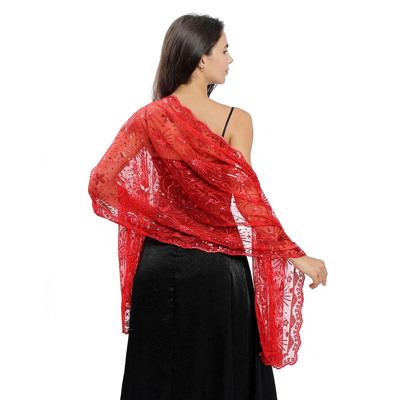 Shawl Dress Embroidered Shawl Dinner Shawl Women Star Moon Sequined Stage Party