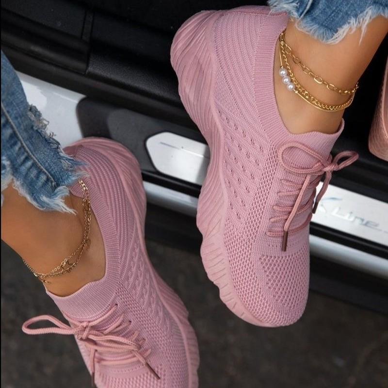 Fashion Women Sneakers Casual Shoes Comfortable Mesh Lace-Up Ladies Sport Shoes Wedges Chunky Women's Vulcanized Shoes Females Sneakers