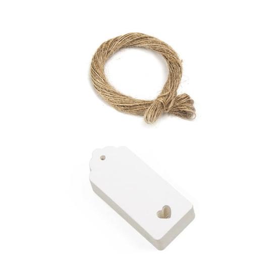 100Pcs Gift Tag with 20m Jute Twine Round/Heart/Rectangle Shaped Blank Design DIY Thick Wedding Thanksgiving Christmas Craft Tag Party Favors