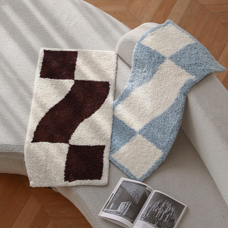 Tufting Geometric Bedroom Rug Carpet Bedside Living Room Floor Seat Pad Bath Mat Doormat Aesthetic Home Office Decor 50x100cm