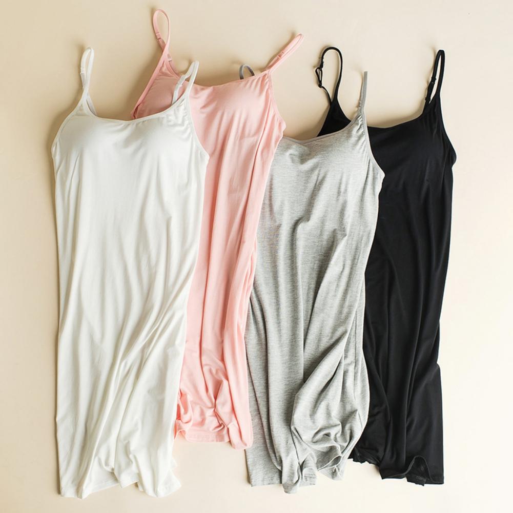 Women's Sleepwear Full Slip Nightgown V Neck Pajama Dress Babydoll Adjustable Soft Nightdress Short Chemise