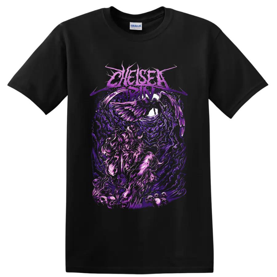 Chelsea Grin Metal Band T Shirt Gothic Angel Dark Purple Graphic Artwork Tee