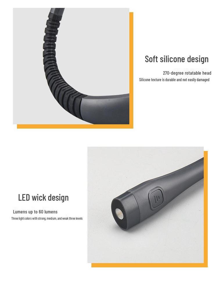 LED Neck Reading Light with Eye Protection and Three-Color Dimming