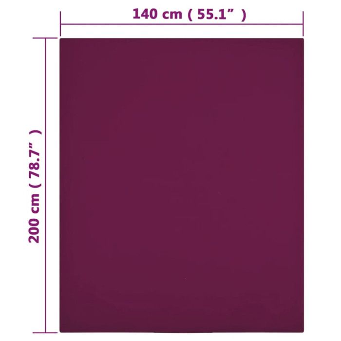 136254 vidaXL Drap-housse Jersey Bordeaux 140x200 cm Coton