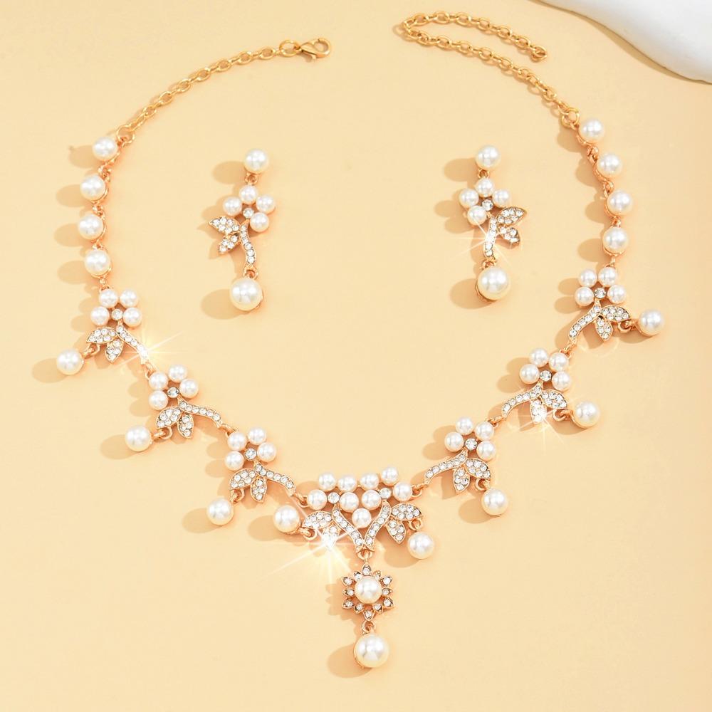 Shining Claw Chain Jewelry Set Exquisite Necklace Earrings Set Pearl Necklaces Earrings  Women