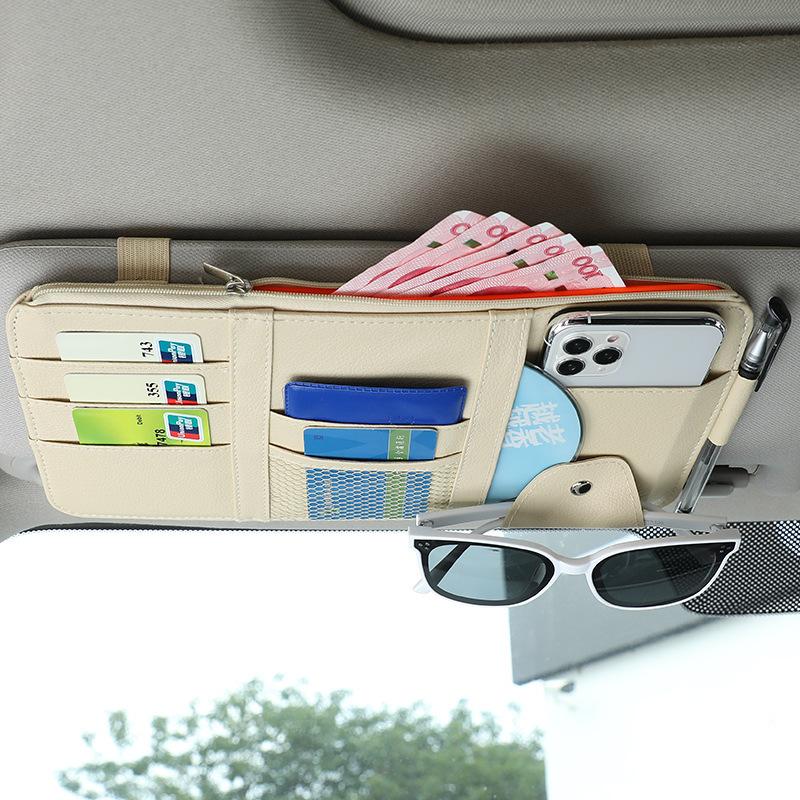 Car Sun Visor Storage Box Bill Pen Card Holder Dvd Organizer With Sunglasses Clip Stowing Tidying Car Accessories