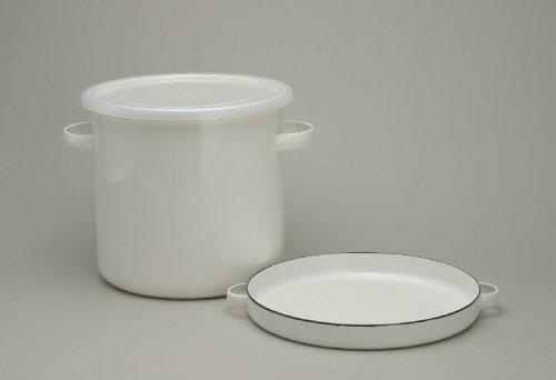 Круглый контейнер для хранения Noda Horo WRS-21 21 см с герметичной крышкой, эмалированный, для мисо-риса, маринованной сливы, маринованного риса, отрубей, сделано в Японии