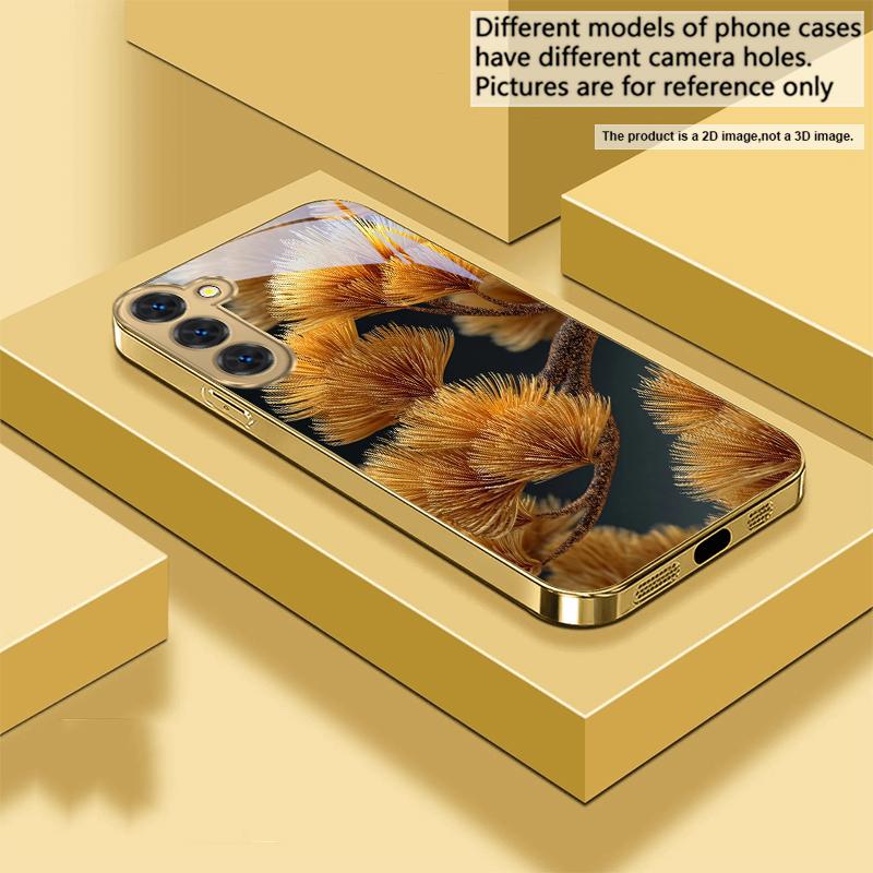 Золотая Игла Арт Чувство Для Samsung Galaxy S26 S20 FE S21 S22 S23 Plus S24 Ultra 25Ultra S21+ S9 S22 S8 Золотой стеклянный чехол для телефона