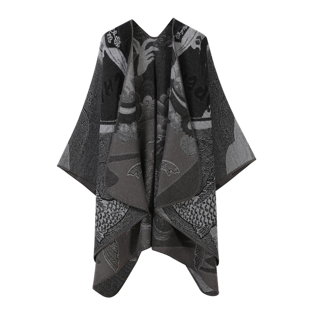 Classical Style Women's Shawl Double-sided Tassel Slit Cape High-end Travel Warm Cape