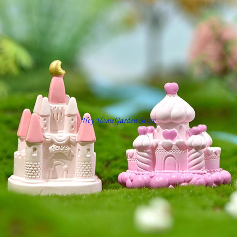 652F Romantic Miniature Castle Micro Landscape Decoration Figurines DIY Cake Fairy Garden Resin Xmas Birthday Ornament
