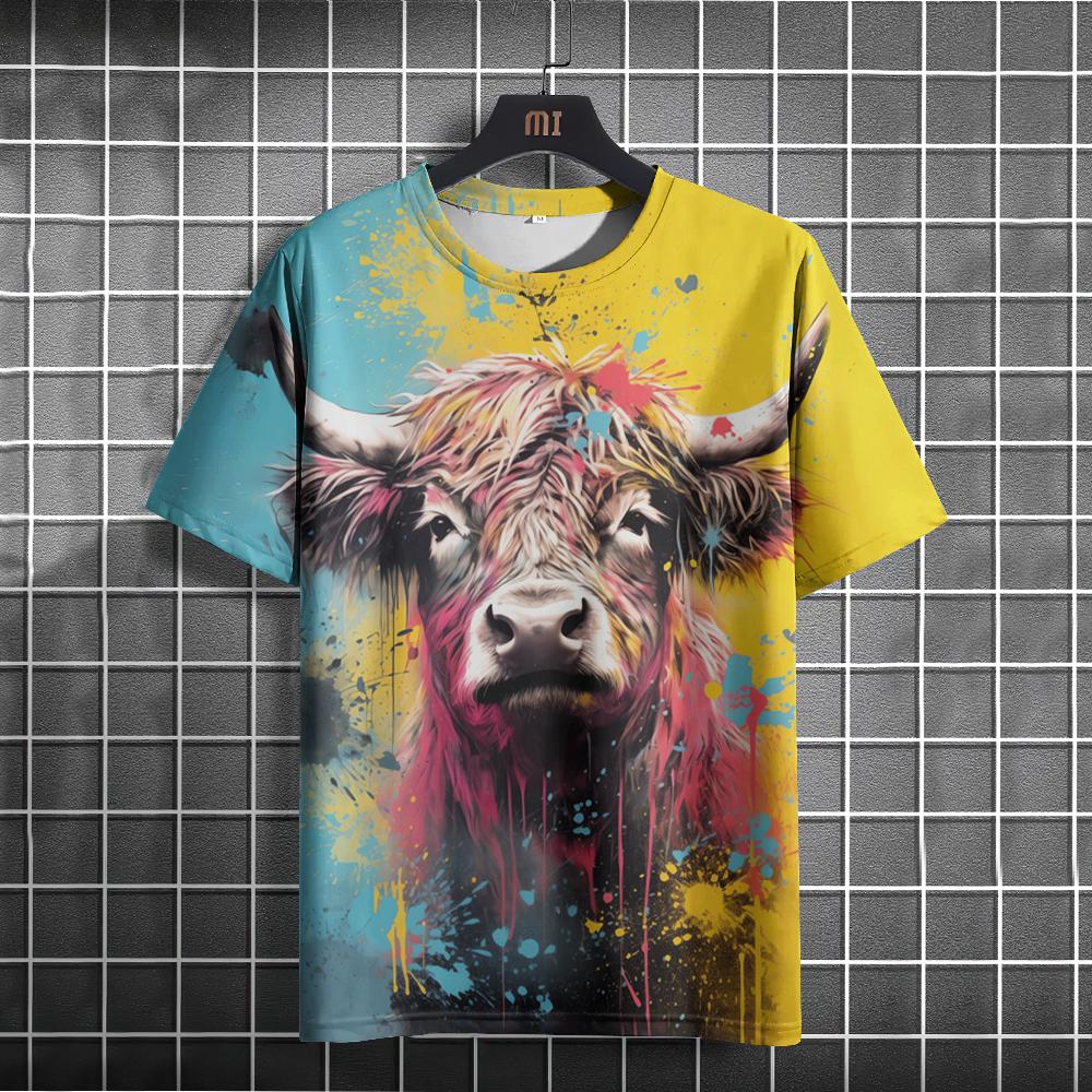 Funny Animal Men's T-Shirt 3D Printed T-Shirt Casual Loose Short Sleeved T-Shirts Oversized Men Clothing Tops Outdoor Streetwear