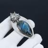 Blue Flashy Labradorite, White Topaz Gemstone Pendant, Labradorite Natural Gemstone Handmade 925 Sterling Silver Pendant For Women Pendant For Gifts