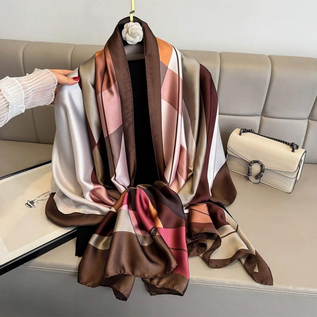 Design Silk Feel Shawl Hijab Scarf Women Fashion Summer Sunscreen Beach Stole Wraps Bufanda Female Headkerchief Echarpe New