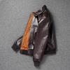 Chinese Size Brown Oil Waxed First Layer Genuine Cowhide A2 Flight Jackets Men Leather Jacket Autumn