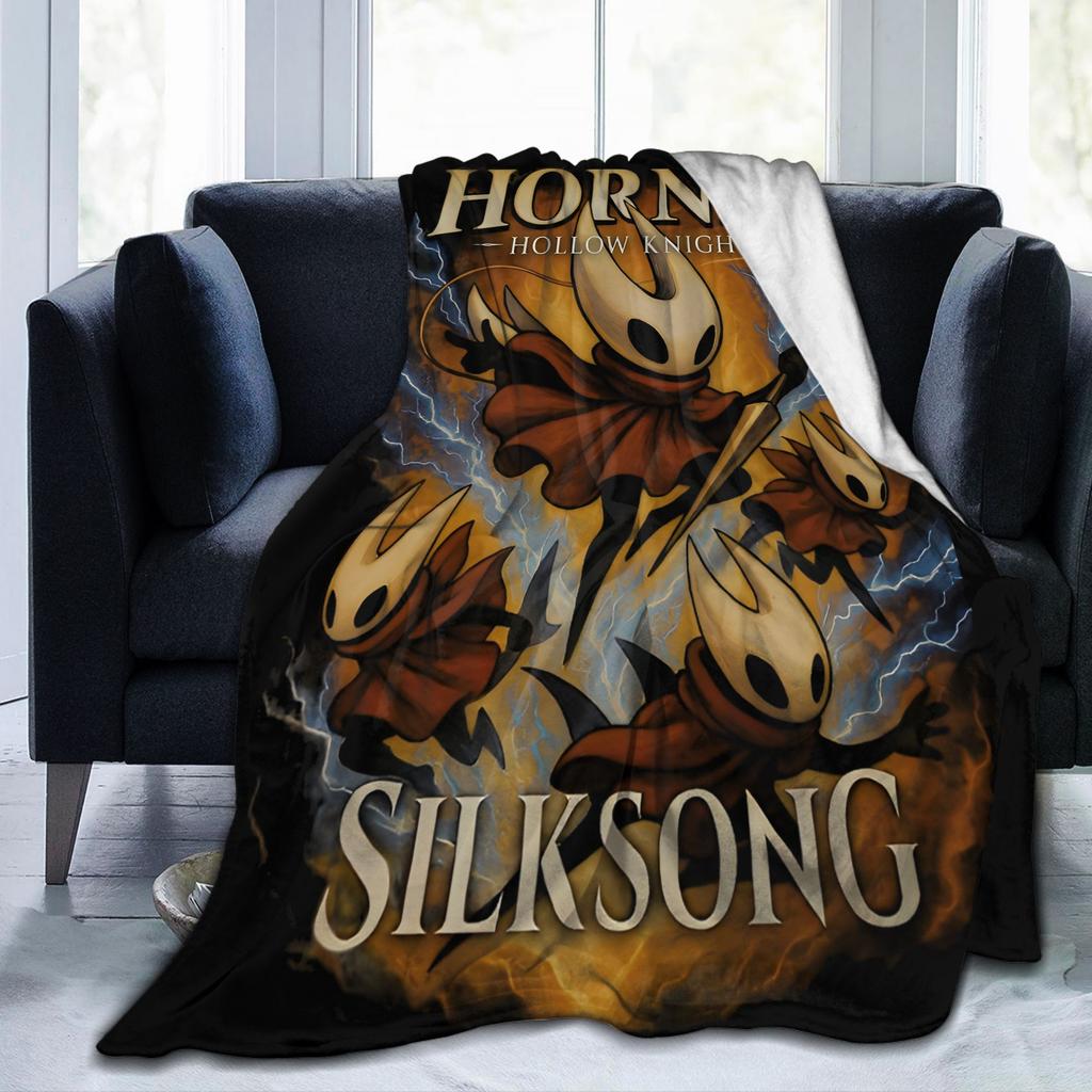 Hollow Knight Silksong Gothic Knitted Fashion Blanket Coral Fleece Plush Indie Game Soft Throw Fashion Blanket Bedspread Quilt Multi-functio