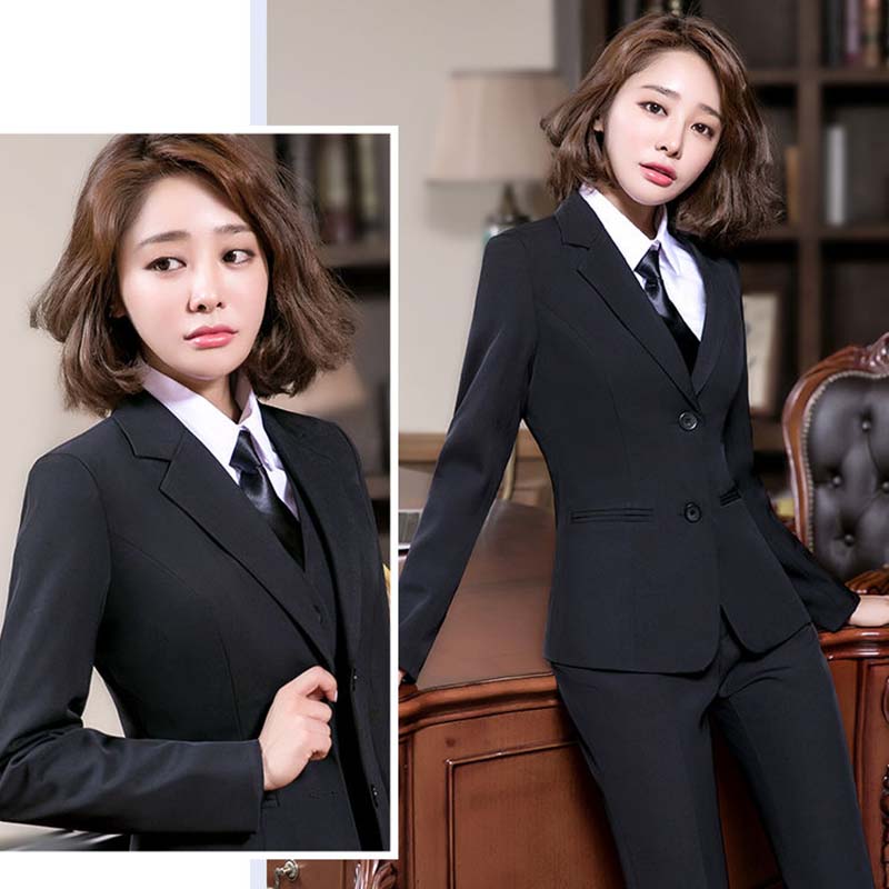 2Pcs Blazer Suit Female Temperament Professional Wear Jacket Ladies Formal Hotel Work Clothes Spring and Autumn OL Interview Suit