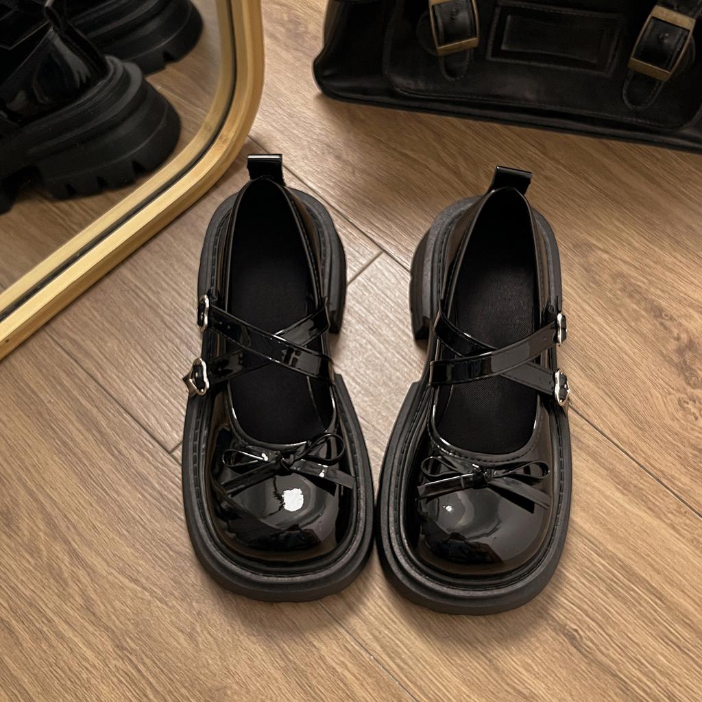 White French Retro Thick-soled Light-mouth Thick-heeled Single Shoes for Women's 2025 New Summer Skirt JK Mary Jane Shoes