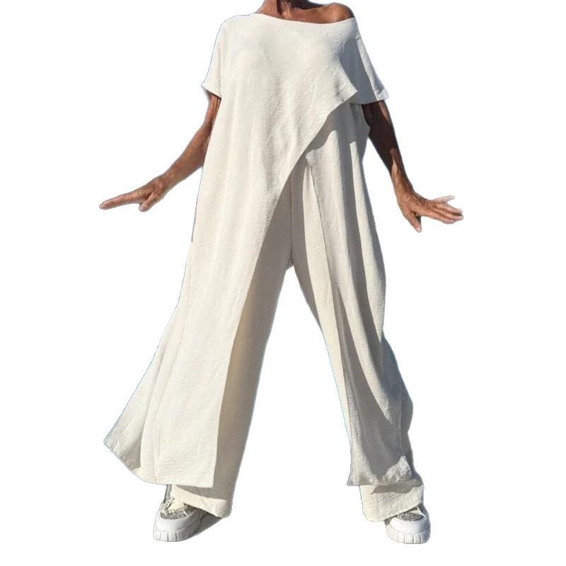 Loose Fit Pure Cotton Top And Pants Suit With Light Silky Finish For Summer Wear