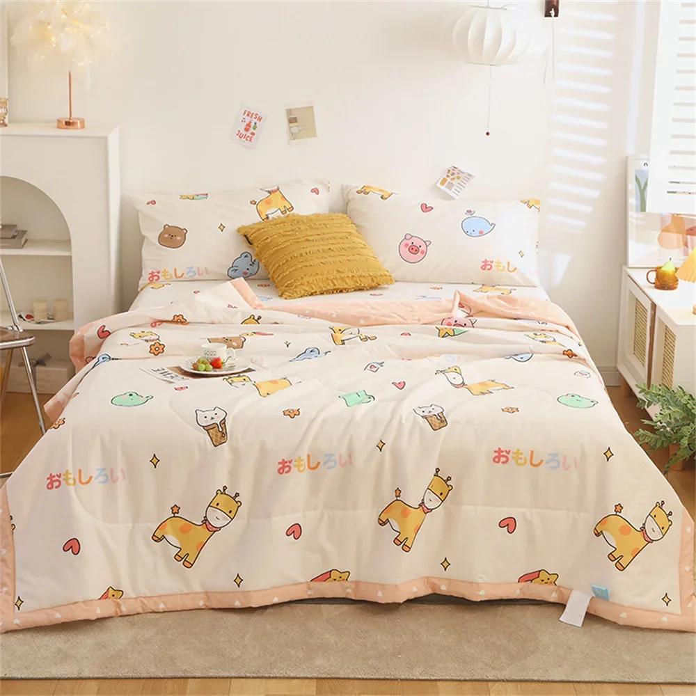 Svetanya Cartoon Pastoral Summer Air Conditioning Quilt Stitching Throws Blanket Cotton Twin Queen Size (no Pillowcase)