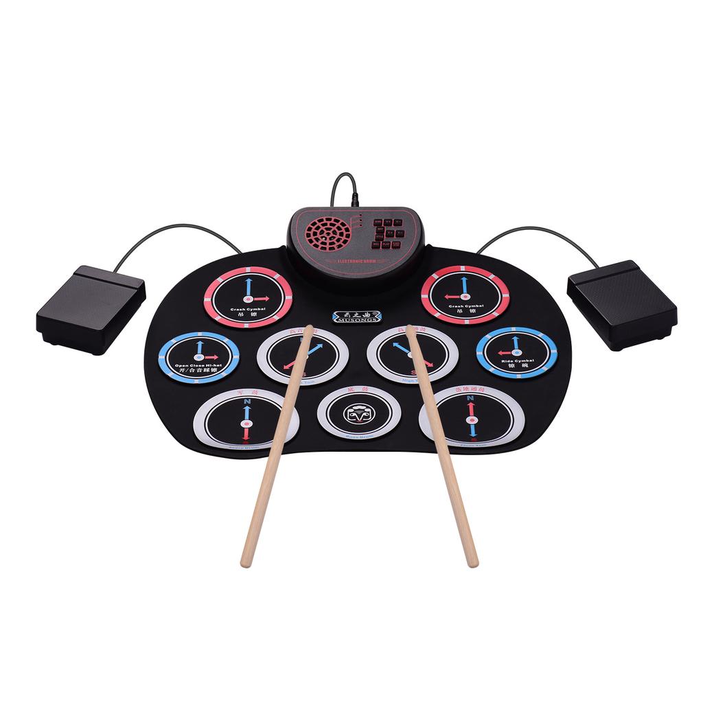 Портативный электронный барабан Roll Up Drum, силиконовый, для практики, встроенный динамик, аккумуляторная батарея 1200 мАч