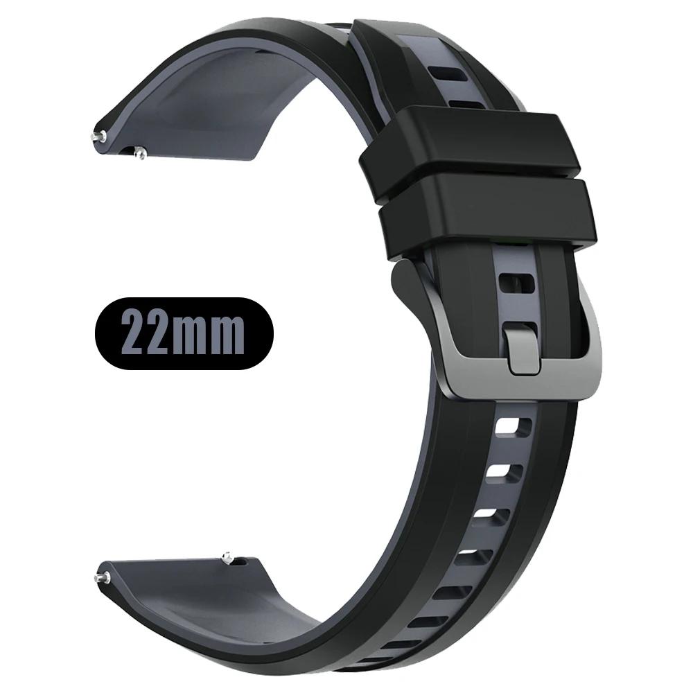 Силиконовый ремешок для часов 22 мм для TicWatch GTH2 GTX/GTW Мягкий браслет для TicWatch Pro 2021/3 Ultra LTE GPS S2 E2 Спортивный ремешок Замена