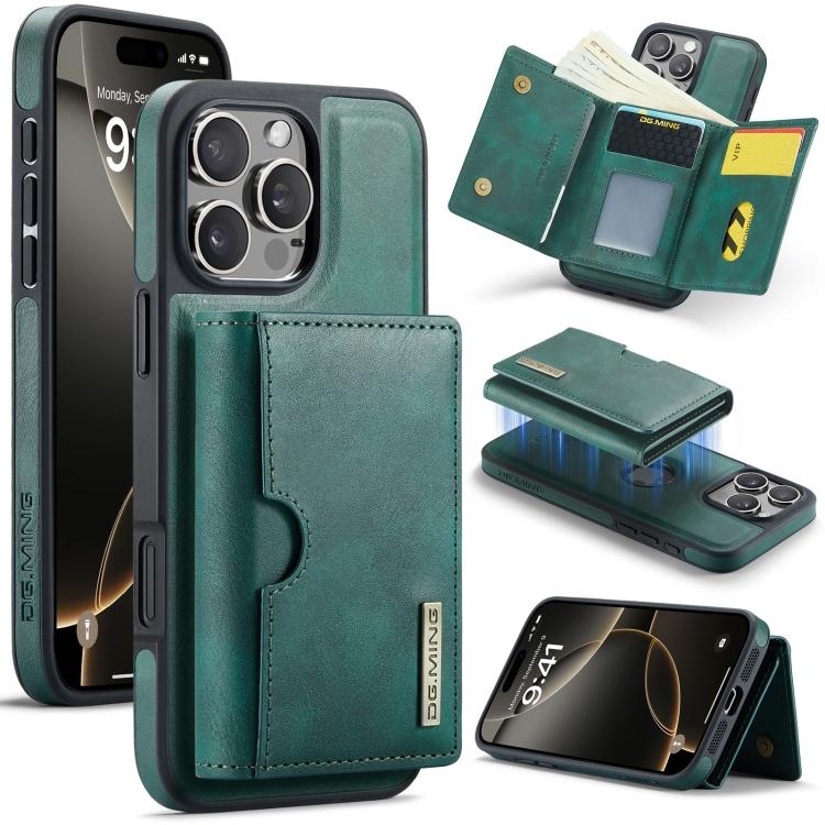 DG.MING M6 Series RFID Tri-fold Card Bag Removable Leather Phone Case