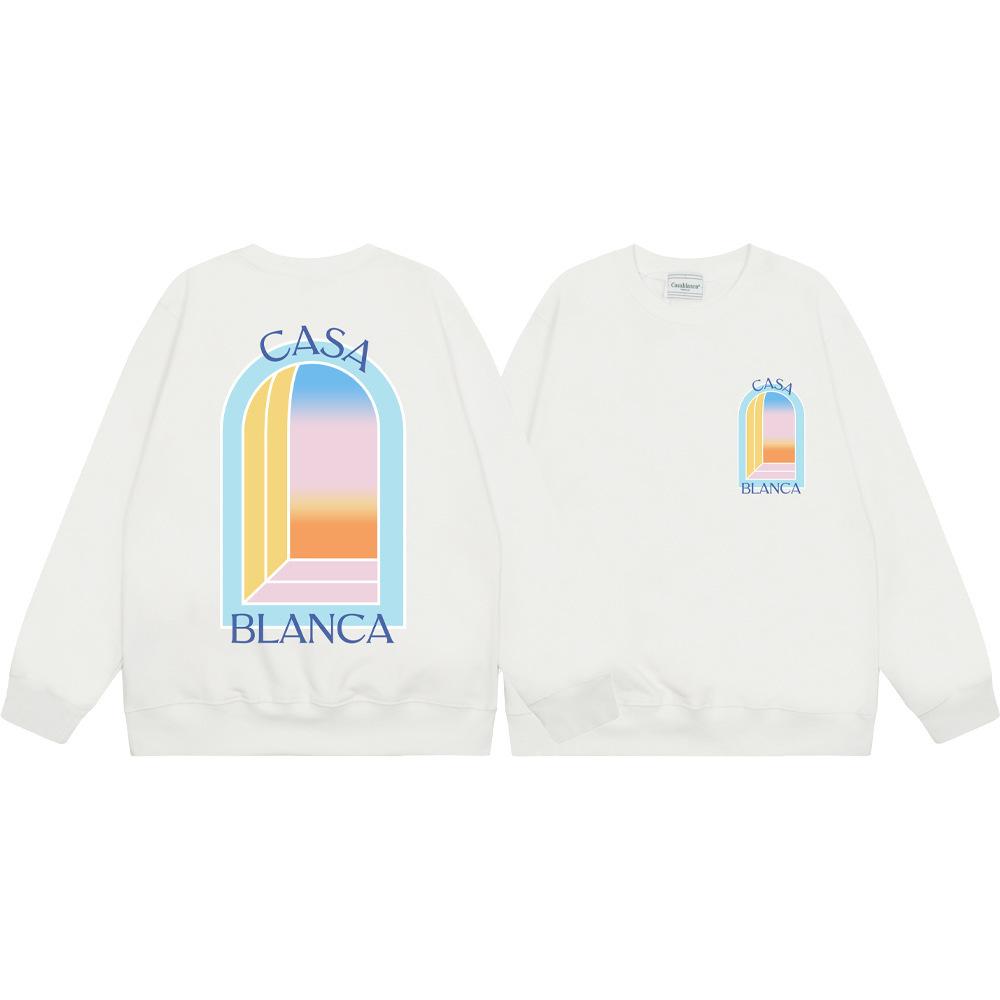 Трендовый международный бренд Casablanca Casablanca letter painted print мужской и женский свитшот с круглым вырезом 380г